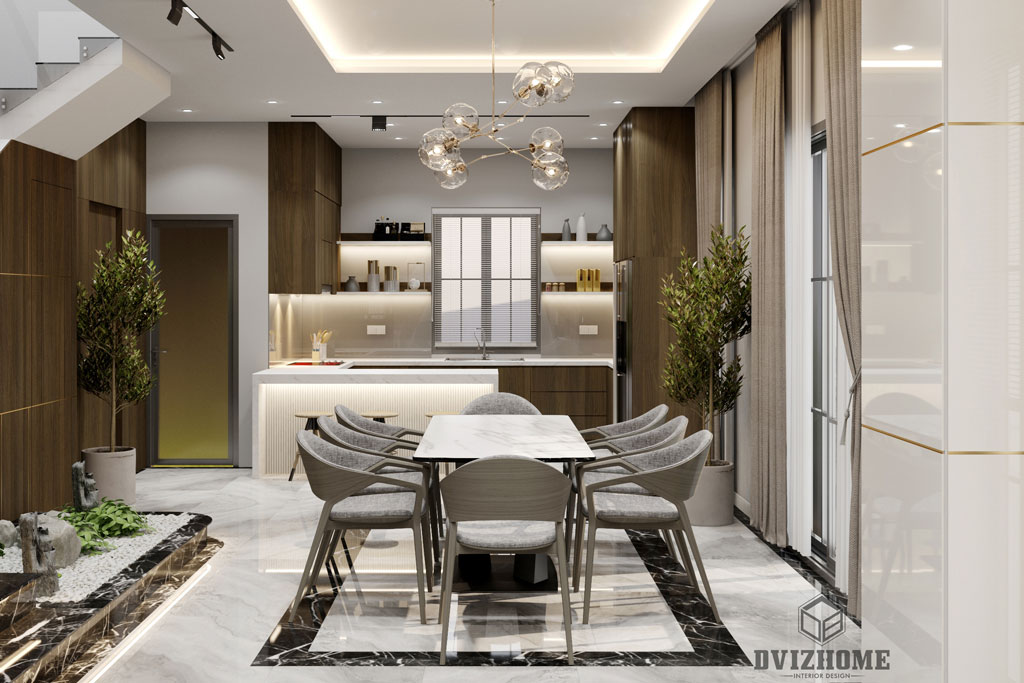 Thiết kế nội thất phòng bếp biệt thự SwanBay Đồng Nai