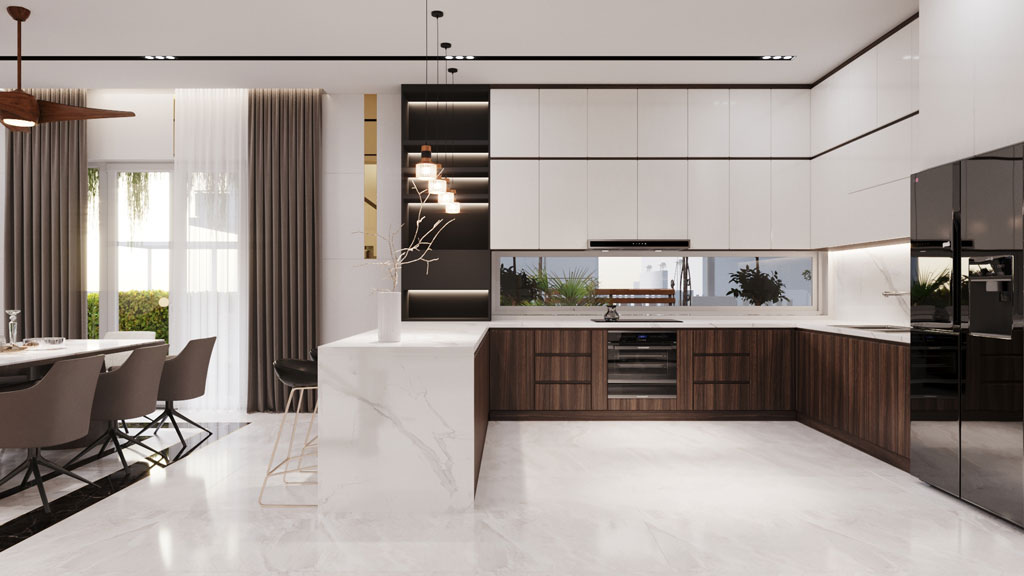 Xu hướng sử dụng vật liệu đá cao cấp trong thiết kế nội thất phòng bếp
