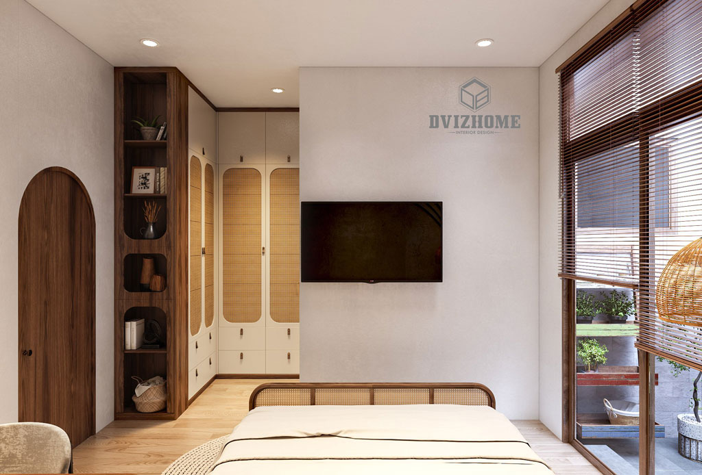 Mẫu thiết kế phòng ngủ màu nâu gỗ
