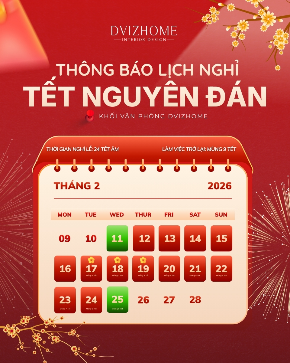 THÔNG BÁO LỊCH NGHỈ TẾT NGUYÊN ĐÁN 2026 | DVIZHOME