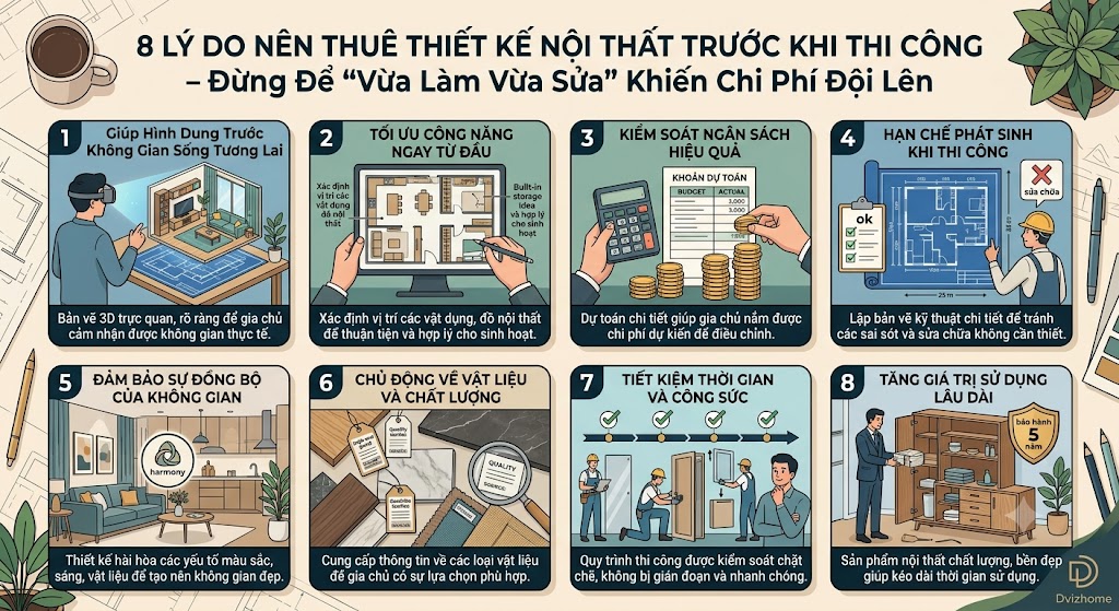 8 Lý Do Nên Thuê Thiết Kế Nội Thất Trước Khi Thi Công – Đừng Để “Vừa Làm Vừa Sửa” Khiến Chi Phí Đội Lên