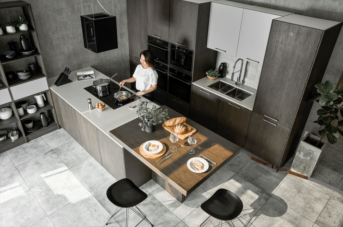 Xu Hướng Thiết Kế Phòng Bếp 2026 – Không Gian Sống Hiện Đại Đề Cao Sự Kết Nối Và Trải Nghiệm 16 thiet ke noi that bep chung cu 4 1